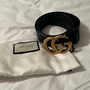 Gucci Black Belt with Gold Buckle